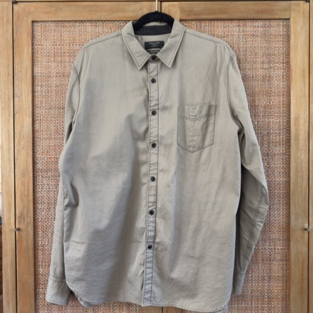rag & bone - Mens Size XL Long Sleeve Button Down - Tan Canvas